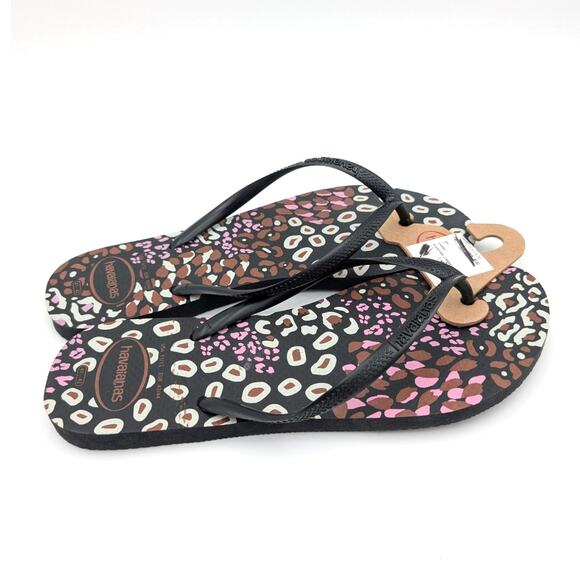 Havaianas Women's Slim Logo Flip Flop Thong Sandals Black Size US11/12 EU43/44 - Picture 3 of 7